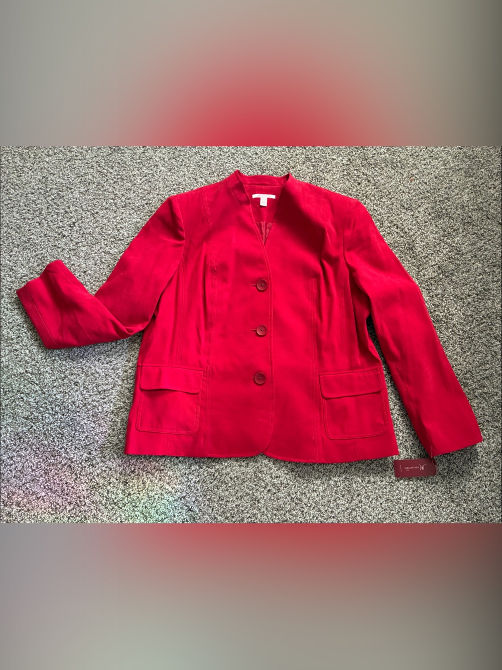 🦋 NWT $59 JM Collection Red Women's Three-Button Blazer